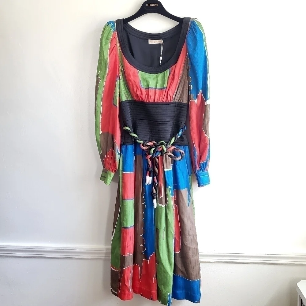 New Tory Burch Tie Waist Painted Geo SS20 Runway Dress NWT Size 2